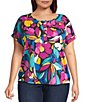 Westbound Plus Size Short Sleeve Y-Neck Henley Top - Image 1