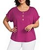 Westbound Plus Size Short Sleeve Y-Neck Henley Top - Image 5