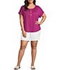 Westbound Plus Size Short Sleeve Y-Neck Henley Top - Image 3