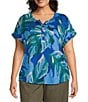 Westbound Plus Size Short Sleeve Y-Neck Henley Top - Image 1