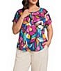 Westbound Plus Size Short Sleeve Y-Neck Henley Top - Image 1