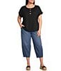 Westbound Plus Size Short Sleeve Y-Neck Henley Top - Image 3