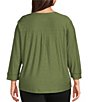 Westbound Plus Size Solid 3/4 Sleeve Knit Crew Neck Top - Image 2