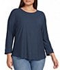 Westbound Plus Size Solid 3/4 Sleeve Knit Crew Neck Top - Image 1
