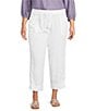 Westbound Plus Size Solid Pull On Linen Blend Crop Pants - Image 5