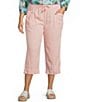 Westbound Plus Size Solid Pull On Linen Blend Crop Pants - Image 1
