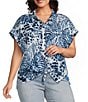 Westbound Plus Size Splatter Dots Print Woven Button Front Top - Image 1