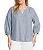 Westbound Plus Size Stripe Print 3/4 Sleeve V-Neck Top - Image 1