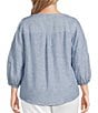 Westbound Plus Size Stripe Print 3/4 Sleeve V-Neck Top - Image 2