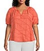 Westbound Plus Size Textured Elbow Sleeve Henley Top - Image 5