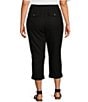 Color:Black - Image 2 - Plus Size The ISLAND Crop Pull-On Mid Rise Wide Leg Drawstring Waist Pant