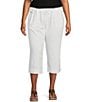 Color:White - Image 1 - Plus Size The ISLAND Crop Pull-On Mid Rise Wide Leg Drawstring Waist Pant