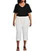 Color:White - Image 3 - Plus Size The ISLAND Crop Pull-On Mid Rise Wide Leg Drawstring Waist Pant
