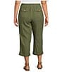 Color:Olive - Image 2 - Plus Size The ISLAND Crop Pull-On Mid Rise Wide Leg Drawstring Waist Pant