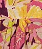 Color:Clustered Garden - Image 4 - Plus Size Tie Short Sleeve Y-Neck Top