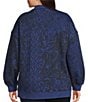 Westbound Plus Size Twilight Blue Paisley Patch Long Sleeve Quarter Zip Pullover, Color:Twilight Blue/Paisley Patch - Image 2