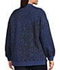 Westbound Plus Size Twilight Blue Paisley Patch Long Sleeve Quarter Zip Pullover, Color:Twilight Blue/Paisley Patch - Image 4