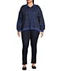 Westbound Plus Size Twilight Blue Paisley Patch Long Sleeve Quarter Zip Pullover, Color:Twilight Blue/Paisley Patch - Image 5