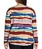 Westbound Plus Size Zephyr Vintage Stripe Long Sleeve Crew Neck Pullover, Color:Zephyr Vintage Stripe - Image 2