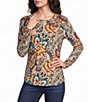 Westbound Print Long Sleeve Crew Neck Knit Tee - Image 1