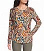 Westbound Print Long Sleeve Crew Neck Knit Tee - Image 1