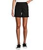 Westbound Pull-On Button Embellished Marina Shorts, Color:Black - Image 1
