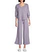 Westbound Pull-On Cropped Drawstring Terry Pants, Color:Heirlm Lilac - Image 3