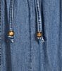 Westbound Pull-On Patch Pocket Front Slit Midi Skirt, Color:Medium Wash - Image 4