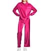 Westbound Coordinating Velour Rib Pull On Wide Leg Pants, Color:Festival Fuchsia - Image 3