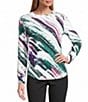Westbound Purple Multi Bias Beam Long Sleeve Crew Neck Pullover, Color:Purple Multi Bias Beam - Image 1