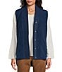 Westbound Reversible V-Neck Open Front Vest, Color:Dark Denim - Image 2