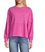 Westbound Ribbed Long Sleeve Crewneck, Color:Festival Fuchsia - Image 1