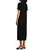 Color:Black - Image 4 - Short Roll-Tab Sleeve V-Neck Shift Midi Dress
