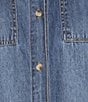 Westbound Short Rolled Sleeve Button Front Point Collar Shirt Dress, Color:Classic Stone Wash - Image 3