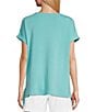 Color:Amazont Blue - Image 2 - Short Sleeve Boat Neck Scrunched Waist Tie Side Top
