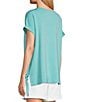 Color:Amazont Blue - Image 3 - Short Sleeve Boat Neck Scrunched Waist Tie Side Top
