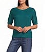 Westbound Short Sleeve Boat Neck Knit Top - Image 1