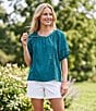 Westbound Short Puff Sleeve Boat Neck Top - Image 5