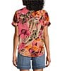 Westbound Short Sleeve Floral Knit Top, Color:Pink Hyper Floral - Image 2