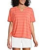 Westbound Short Sleeve V-Neck Side Tie Top - Image 1