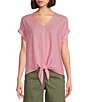 Westbound Short Linen Blend Sleeve V-Neck Tie Front Top,Specials : American Fashion Style Bags On Sale Westbound Short Linen Blend Sleeve V-Neck Tie Front Top,Specials : American Fashion Style Bags On Sale