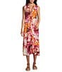 Westbound Sleeveless Button Front Y-Neck A-Line Midi Dress, Color:Confetti Cluster Blur - Image 1