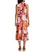 Westbound Sleeveless Button Front Y-Neck A-Line Midi Dress, Color:Confetti Cluster Blur - Image 2