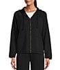 Color:Black - Image 4 - Soft Touch Long Sleeve Zip Front Hoodie Jacket