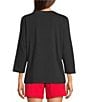 Westbound Perfect Outfit Picks Solid 3/4 Sleeve Crew Neck Top - Image 2