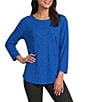 Westbound Solid 3/4 Sleeve Knit Crew Neck Top - Image 1