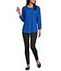 Westbound Solid 3/4 Sleeve Knit Crew Neck Top - Image 3