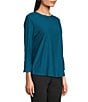 Westbound Solid 3/4 Sleeve Knit Crew Neck Top - Image 3