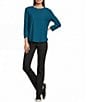 Westbound Solid 3/4 Sleeve Knit Crew Neck Top - Image 5