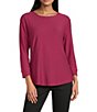 Westbound Solid 3/4 Sleeve Knit Crew Neck Top - Image 4